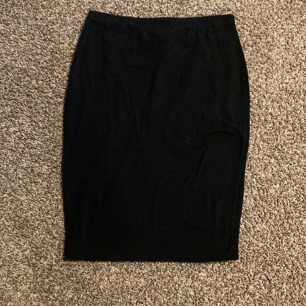 Black Cotton Pencil Skirt